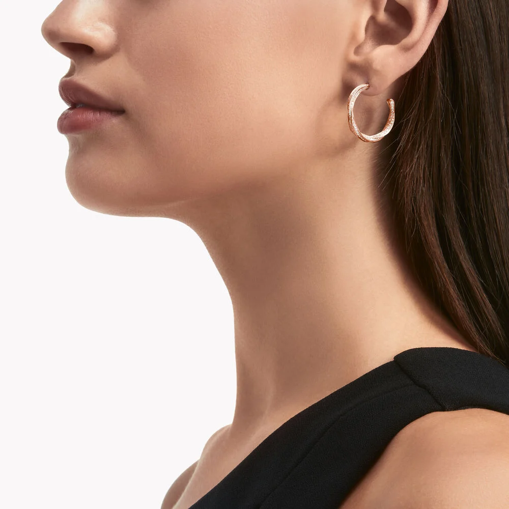 Spiral Diamond Hoop Earrings